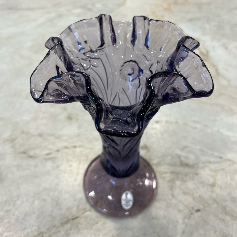 Fenton Glass Amethyst Purple Daffodil Vase